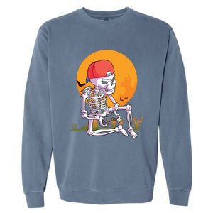 Halloween Boy Gamer Gaming Skeleton Boy Garment-Dyed Sweatshirt