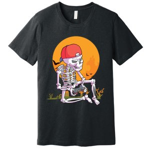 Halloween Boy Gamer Gaming Skeleton Boy Premium T-Shirt