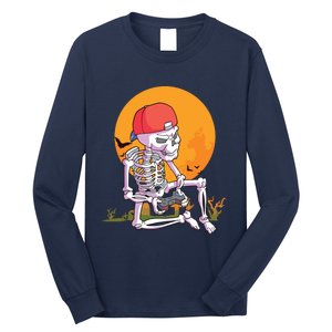 Halloween Boy Gamer Gaming Skeleton Boy Long Sleeve Shirt