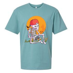 Halloween Boy Gamer Gaming Skeleton Boy Sueded Cloud Jersey T-Shirt