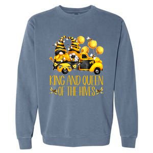 Honey Bee Gnome Hives Truck For Beekeeper King And Queen Funny Gift Garment-Dyed Sweatshirt