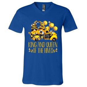 Honey Bee Gnome Hives Truck For Beekeeper King And Queen Funny Gift V-Neck T-Shirt