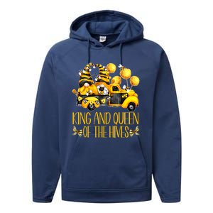 Honey Bee Gnome Hives Truck For Beekeeper King And Queen Funny Gift Performance Fleece Hoodie