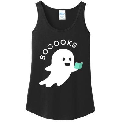 Halloween Booooks Ghost Reading Boo Read Books Library Ladies Essential Tank