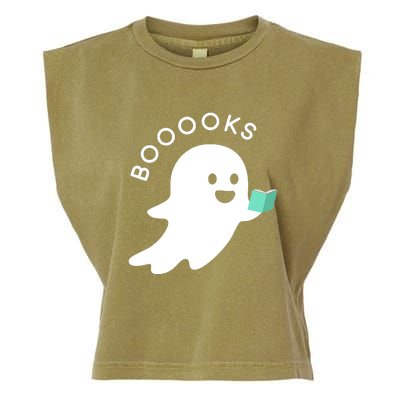 Halloween Booooks Ghost Reading Boo Read Books Library Garment-Dyed Women's Muscle Tee