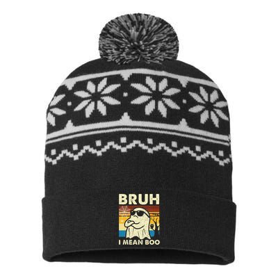 Halloween Bruh Ghost Boo Skull Pumpkin USA-Made Snowflake Beanie