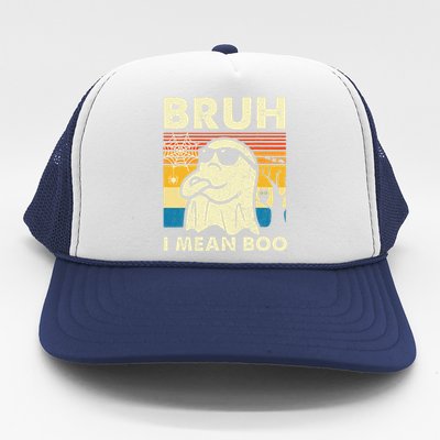 Halloween Bruh Ghost Boo Skull Pumpkin Trucker Hat