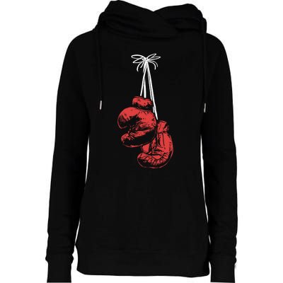 Hanging Boxing Gloves Boxer Boxing Gift Womens Funnel Neck Pullover Hood