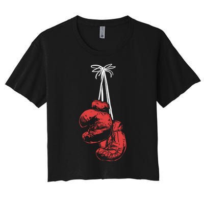 Hanging Boxing Gloves Boxer Boxing Gift Women's Crop Top Tee