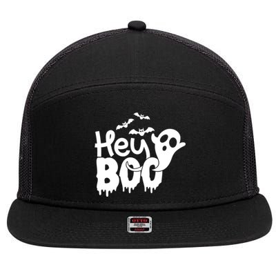 Hey Boo Gift 7 Panel Mesh Trucker Snapback Hat