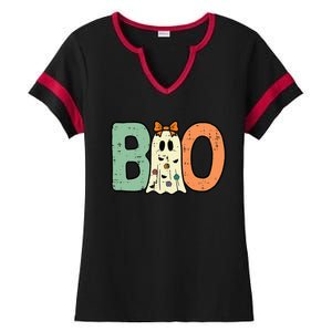 Halloween Boo Ghost Cute Costume Ladies Halftime Notch Neck Tee