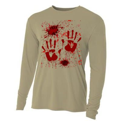 Help Bloody Halloween Costume Blood Matching Cooling Performance Long Sleeve Crew