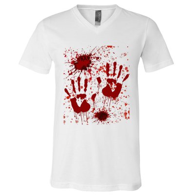 Help Bloody Halloween Costume Blood Matching V-Neck T-Shirt