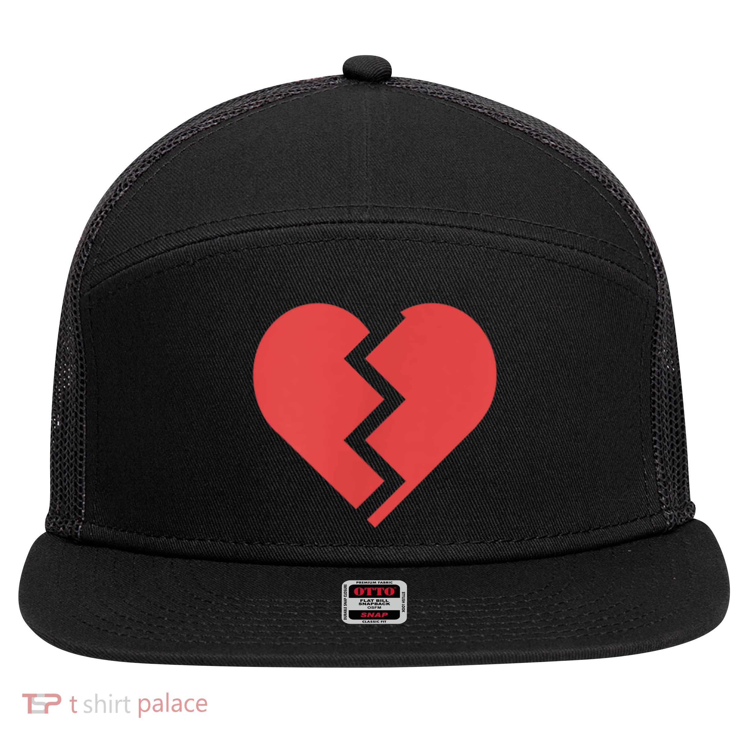 Heartbreak Broken Heart Graphic Print Chic Stylish Fashion 7 Panel Mesh Trucker Snapback Hat