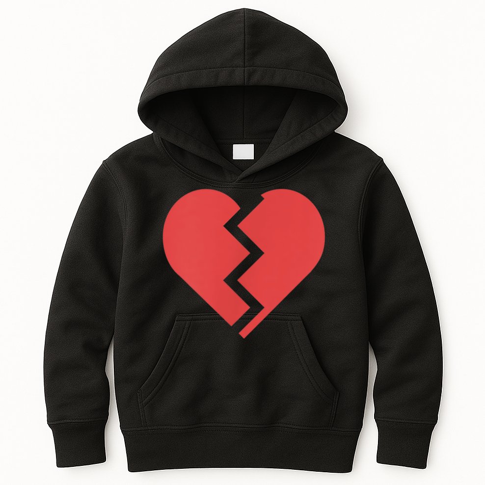 Heartbreak Broken Heart Graphic Print Chic Stylish Fashion Kids Hoodie