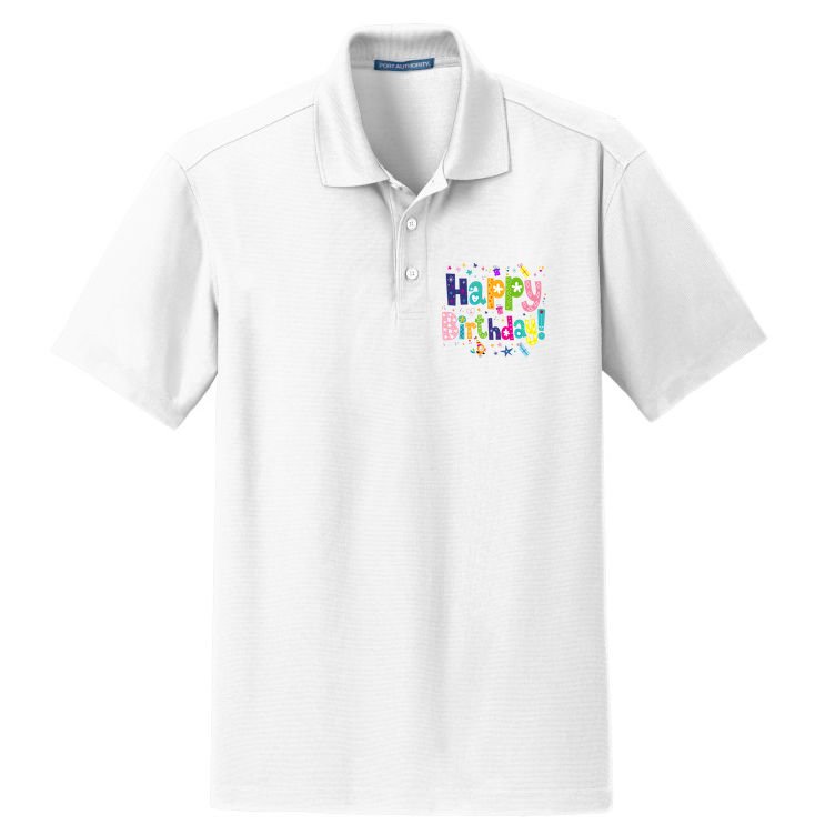 Happy Birthday Dry Zone Grid Polo