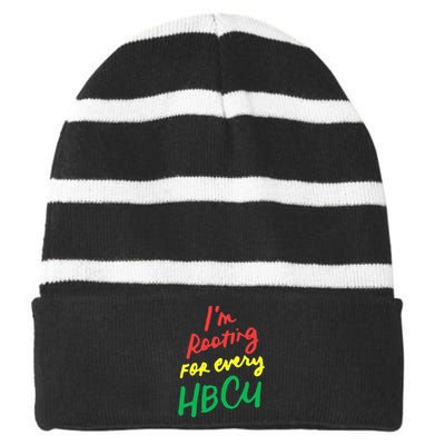 HBCU Black History Month Im Rooting For Every HBCU Striped Beanie with Solid Band