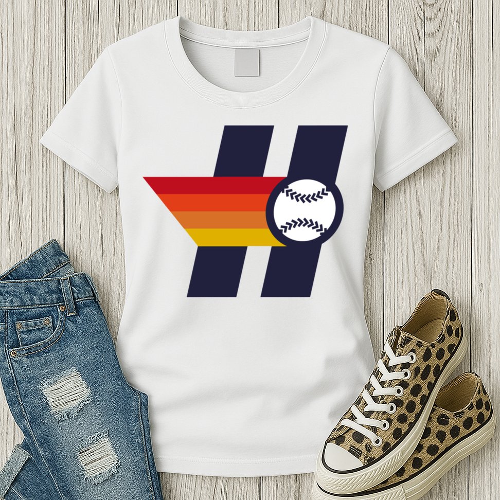 Houston Baseball H Retro Vintage Womens T-Shirt