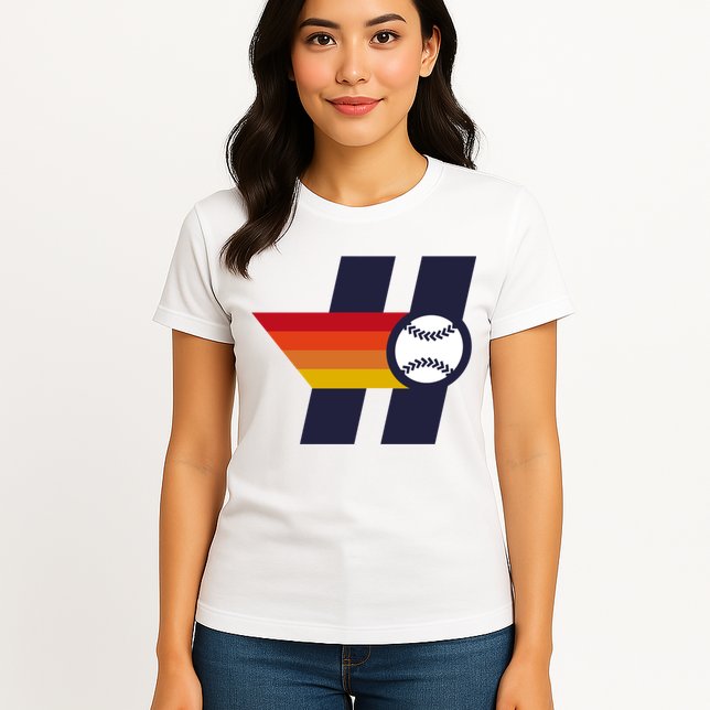 Houston Baseball H Retro Vintage Womens T-Shirt