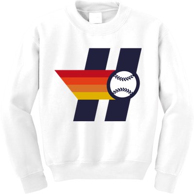 Houston Baseball H Retro Vintage Kids Sweatshirt