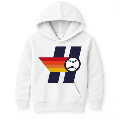 Houston Baseball H Retro Vintage Kids Hoodie