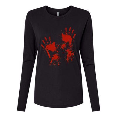 Halloween Blood Hands Costume Zombie Outfit Womens Cotton Relaxed Long Sleeve T-Shirt