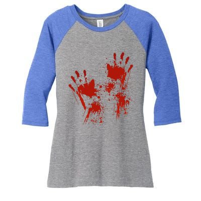 Halloween Blood Hands Costume Zombie Outfit Women's Tri-Blend 3/4-Sleeve Raglan Shirt