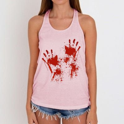 Halloween Blood Hands Costume Zombie Outfit Women's Knotted Racerback Tank