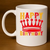 Happy Birthday 11oz C Handle Ceramic Mug