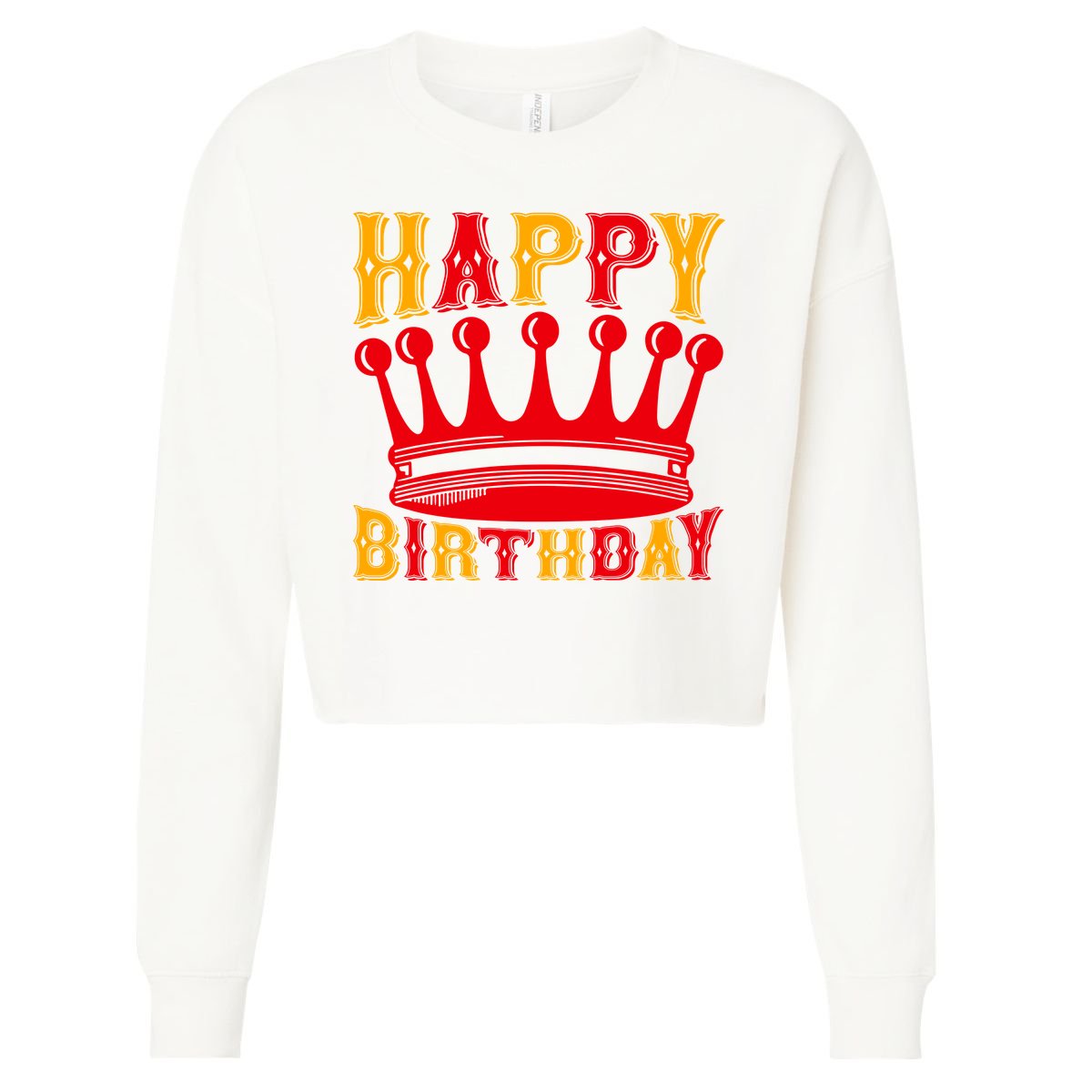 Happy Birthday Cropped Pullover Crew