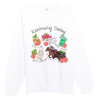 Horses Big Hats Mint Juleps Funny Derby Horse Racing Lover Premium Crewneck Sweatshirt