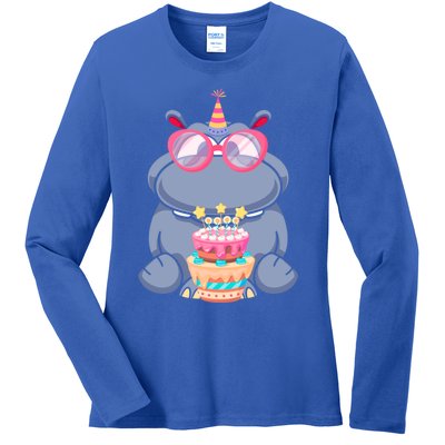 Hippopotamus Birthday Hippo Gift Ladies Long Sleeve Shirt