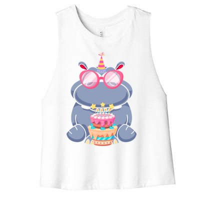 Hippopotamus Birthday Hippo Gift Women's Racerback Cropped Tank