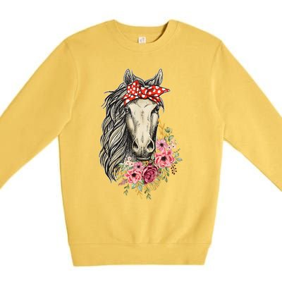 Horse Bandana Horses Animal Horseman Horseback Equestrian Premium Crewneck Sweatshirt