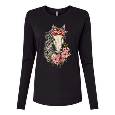 Horse Bandana Horses Animal Horseman Horseback Equestrian Womens Cotton Relaxed Long Sleeve T-Shirt