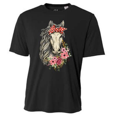 Horse Bandana Horses Animal Horseman Horseback Equestrian Cooling Performance Crew T-Shirt