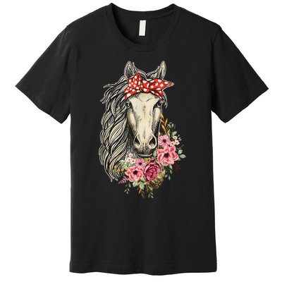 Horse Bandana Horses Animal Horseman Horseback Equestrian Premium T-Shirt