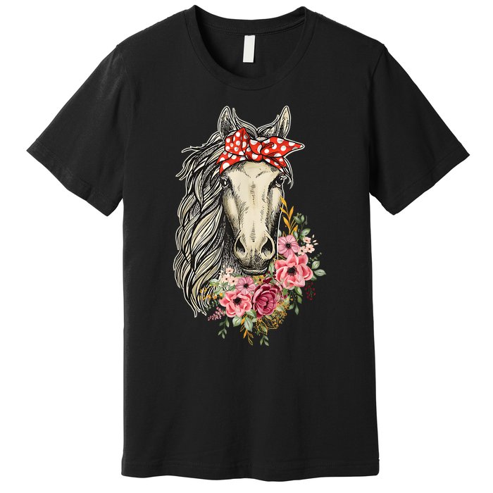 Horse Bandana Horses Animal Horseman Horseback Equestrian Premium T-Shirt