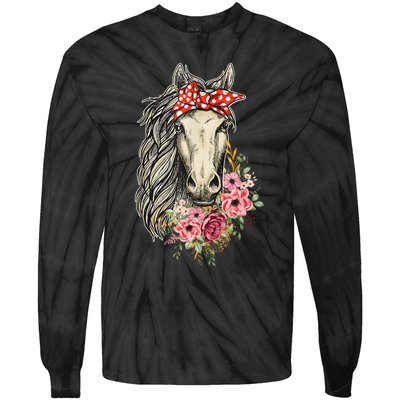 Horse Bandana Horses Animal Horseman Horseback Equestrian Tie-Dye Long Sleeve Shirt