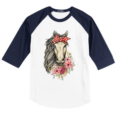 Horse Bandana Horses Animal Horseman Horseback Equestrian Baseball Sleeve Shirt