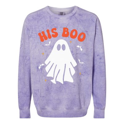 Her Boo & His Boo Funny Matching Halloween Pajama Couples Colorblast Crewneck Sweatshirt