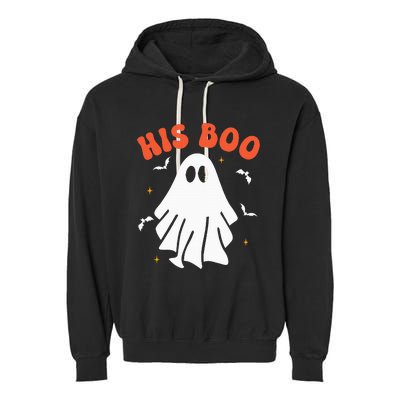 Her Boo & His Boo Funny Matching Halloween Pajama Couples Garment-Dyed Fleece Hoodie