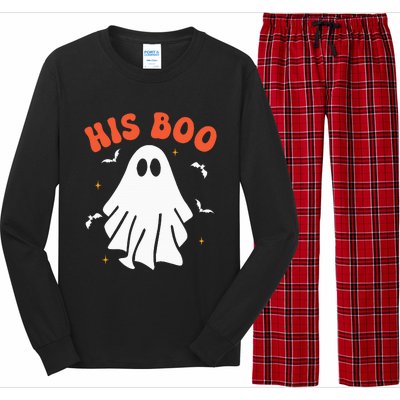 Her Boo & His Boo Funny Matching Halloween Pajama Couples Long Sleeve Pajama Set