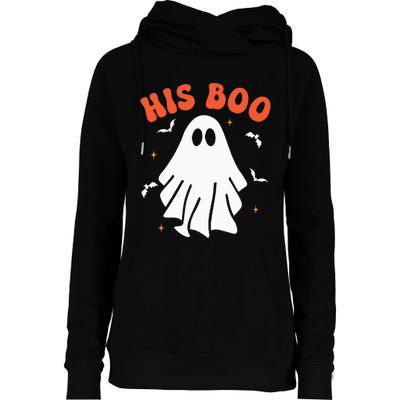 Her Boo & His Boo Funny Matching Halloween Pajama Couples Womens Funnel Neck Pullover Hood