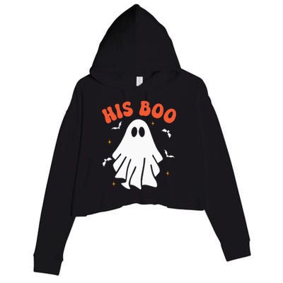 Her Boo & His Boo Funny Matching Halloween Pajama Couples Crop Fleece Hoodie