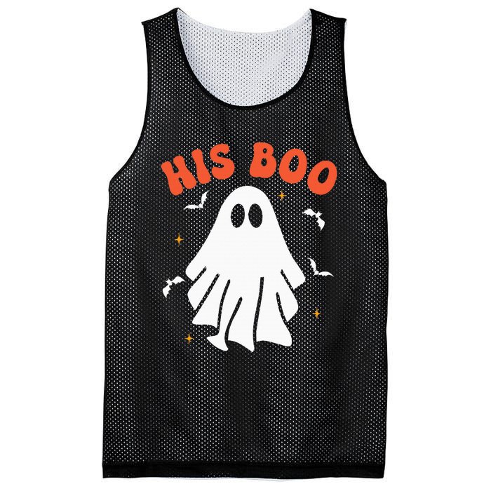 Her Boo & His Boo Funny Matching Halloween Pajama Couples Mesh Reversible Basketball Jersey Tank