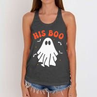 Her Boo & His Boo Funny Matching Halloween Pajama Couples Women's Knotted Racerback Tank