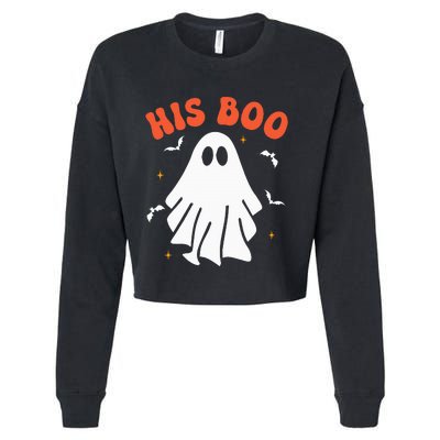 Her Boo & His Boo Funny Matching Halloween Pajama Couples Cropped Pullover Crew