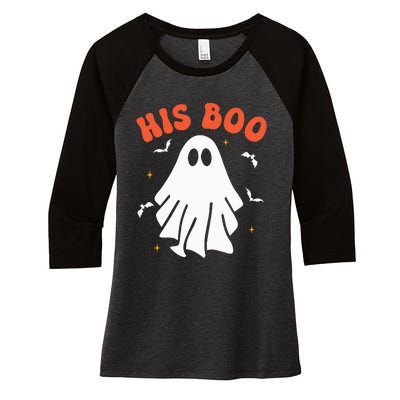 Her Boo & His Boo Funny Matching Halloween Pajama Couples Women's Tri-Blend 3/4-Sleeve Raglan Shirt