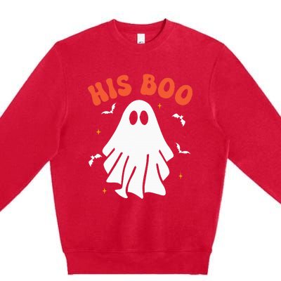 Her Boo & His Boo Funny Matching Halloween Pajama Couples Premium Crewneck Sweatshirt